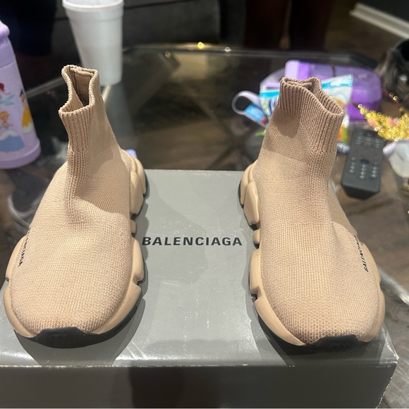 Authentic Tan Kids Balenciaga Sock Sneakers - Picture 3 of 13